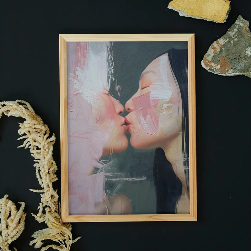 Beautiful Lesbian Love Kiss Romance Posters and Prints Canvas Printing Wall Sapphic Art Picture for Living Room Home Decoration