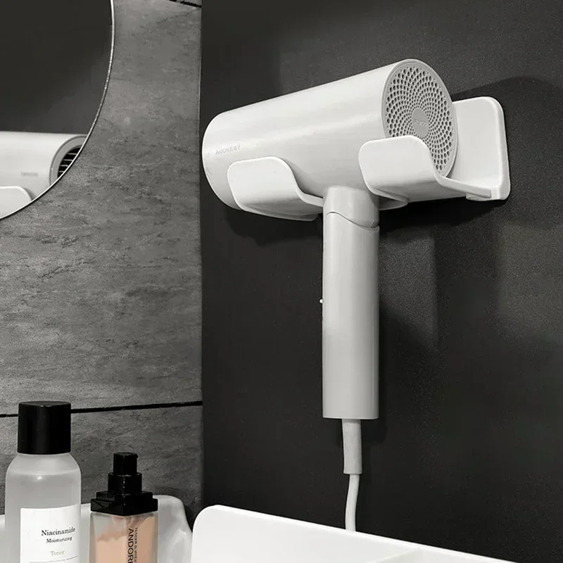 Soporte para secador de pelo montado en la pared, soporte para alisador de pelo, organizador de baño, estantes de organización de baño