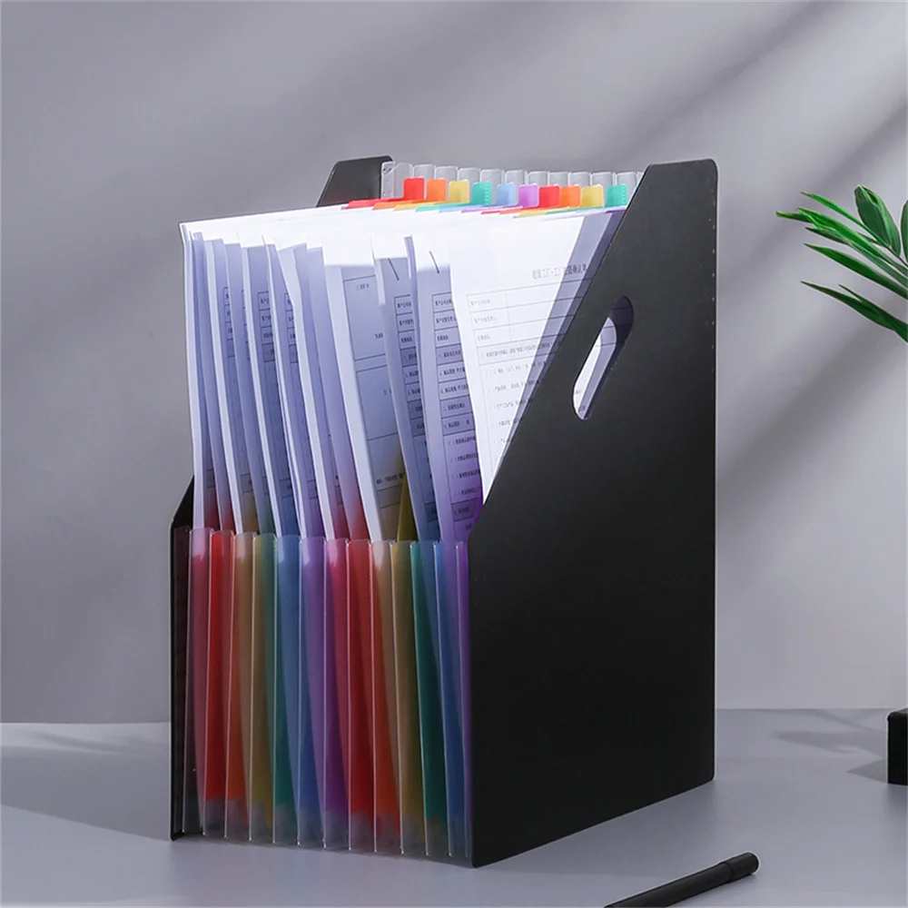 A4 Accordion File Organizer Large Capacity Slanted Opening Student Document Bag Papers Storage Folder Home Office School