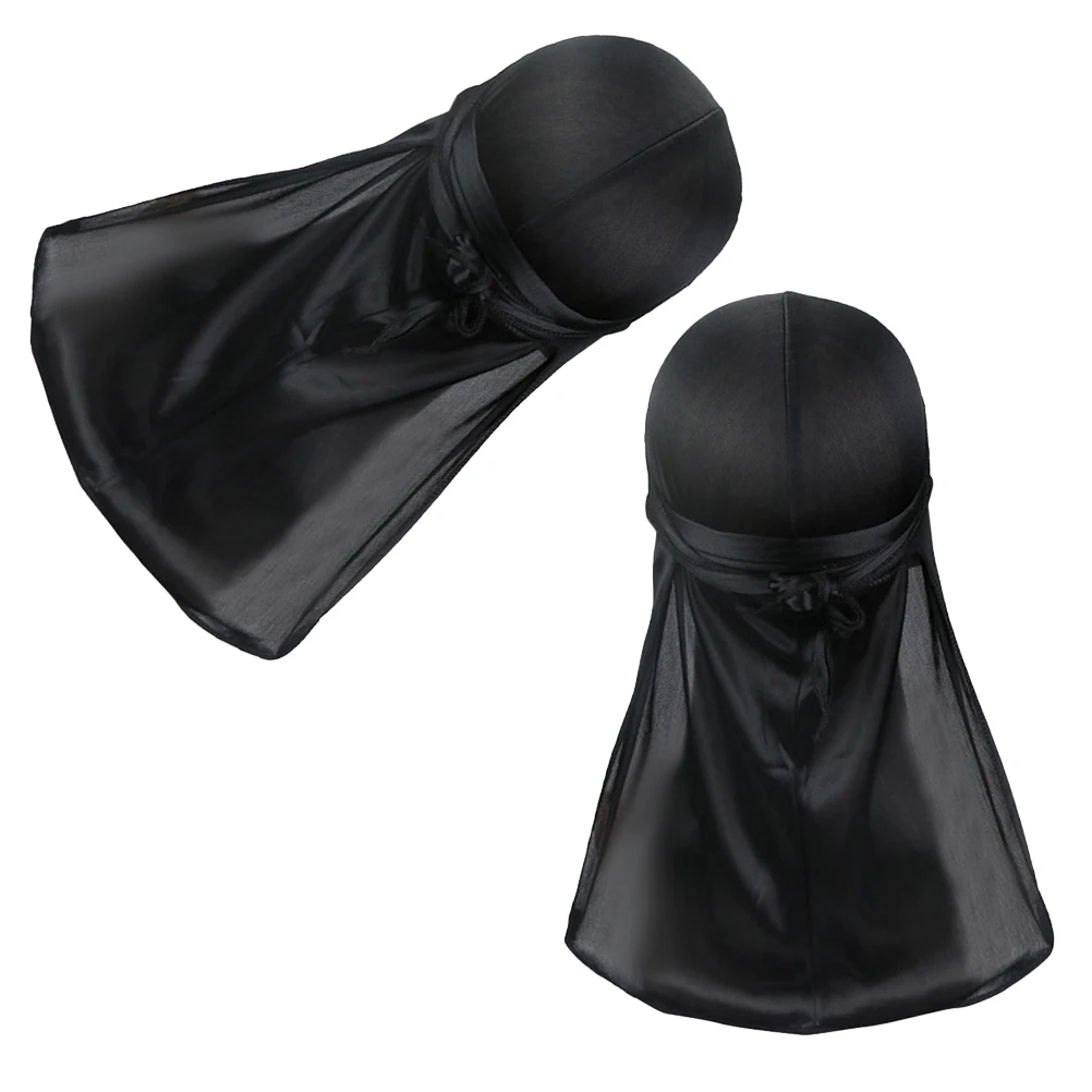 

2pcs Durag Headscarf Soft Comfortable Breathable Silk Hat Wide Strap Caps Turban Bandana Men Women Running Hat Pirate Costume