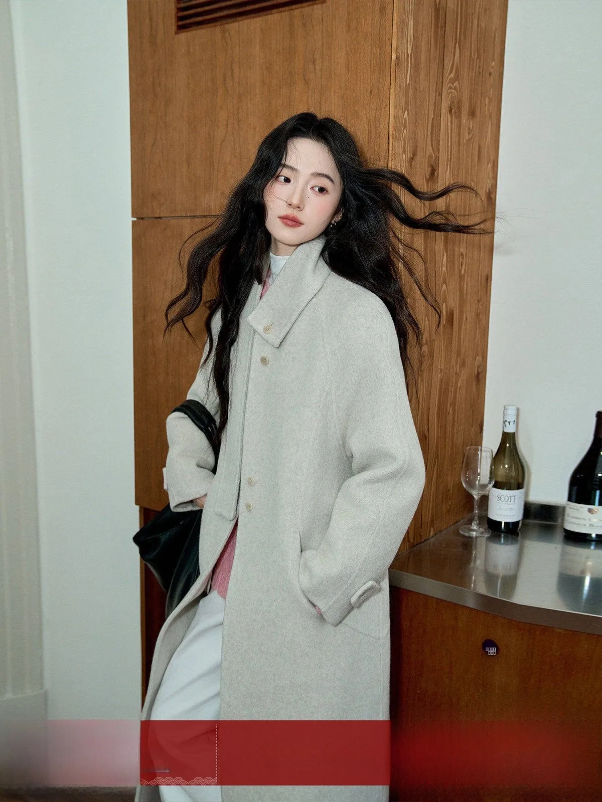 

Женское двустороннее шерстяное пальто MoZao из кашемира, свободного кроя, средней длины, с открытым передом, в корейском стиле, для повседневной носки, зимнее, новинка