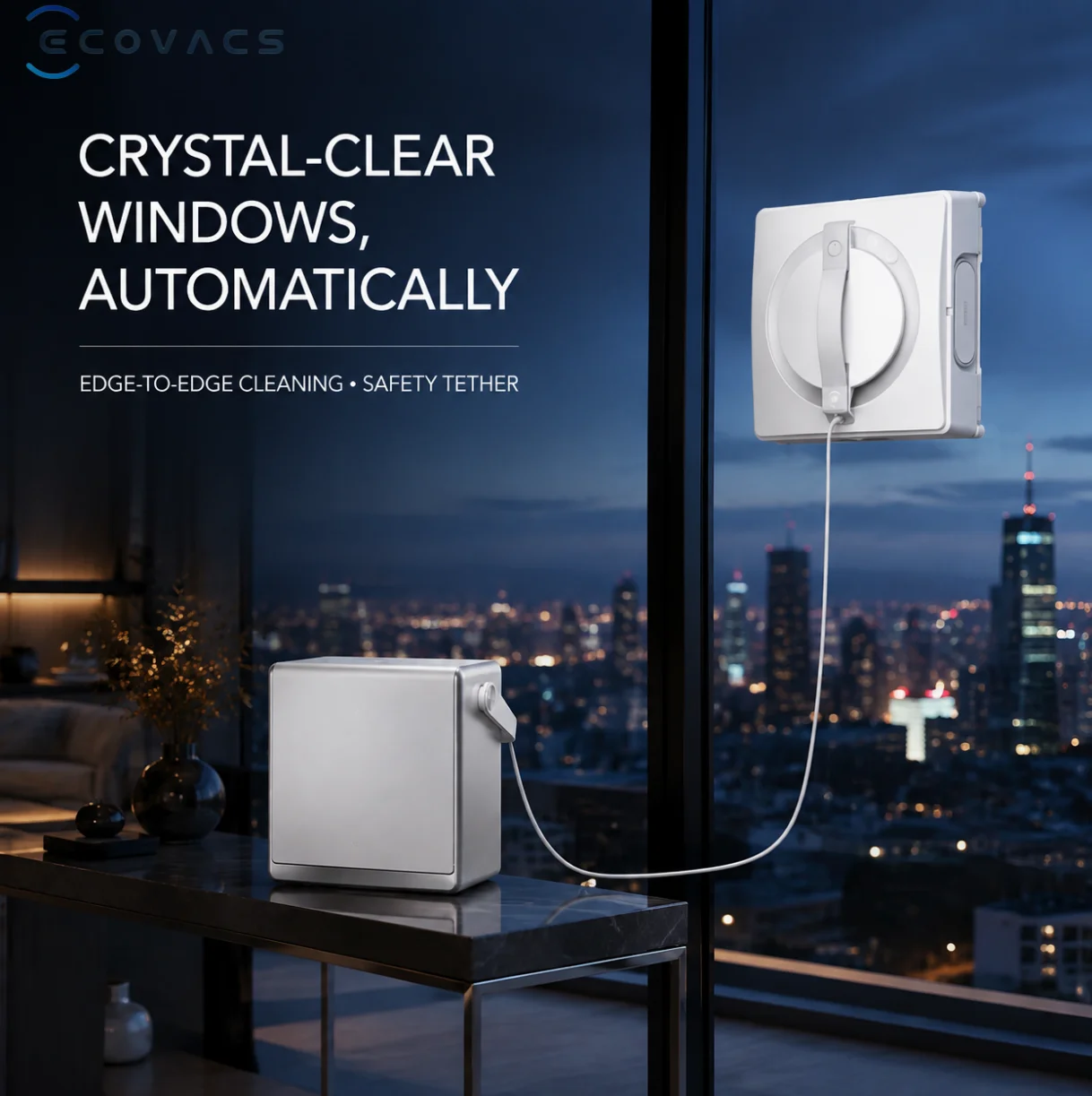 ECOVACS W2 PRO OMNI Smart Robotic Glass Cleaner with Multi-Functional OMNI Station Fully Automatic for Hotels & Households