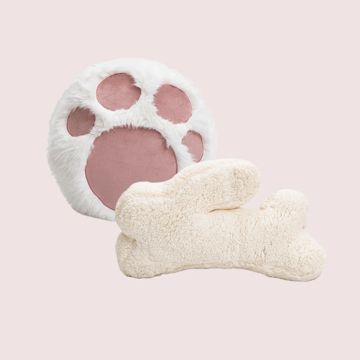 Cute Soft Cartoon Pink Cat-Claw Throw Pillowcase Lovely Girlish Cream-White Rabbit Back Cushion Backrest