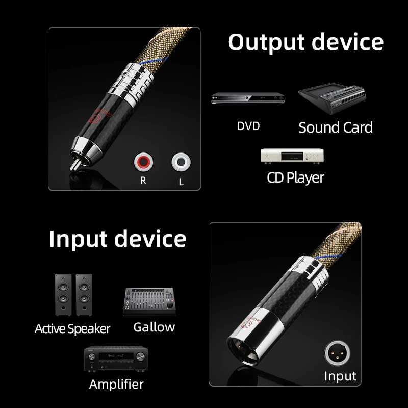 OCC Sterling Silver Plated 3Pin 2RCA to 2XLR Male/Female Audio Cable HiFi Stereo Interconnect Wire for Amplifier Audio Player