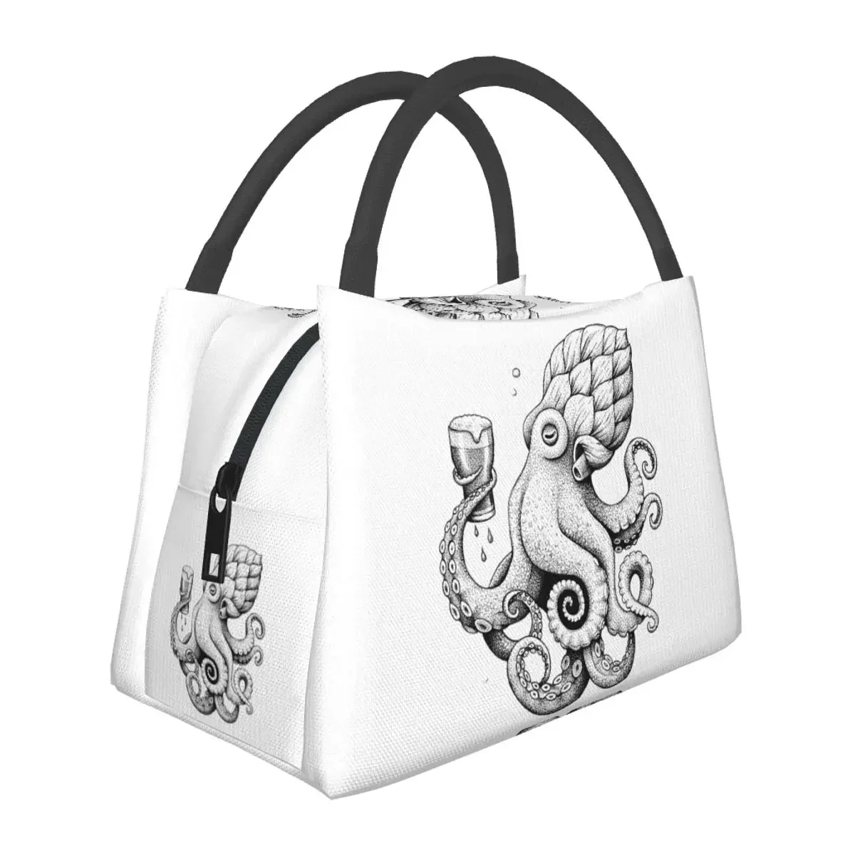 Hoptopus - The Beer Drinking Octopus Lunch Bags Insulated Bento Box Lunch Tote Picnic Bags Cooler Thermal Bag for Woman Girl