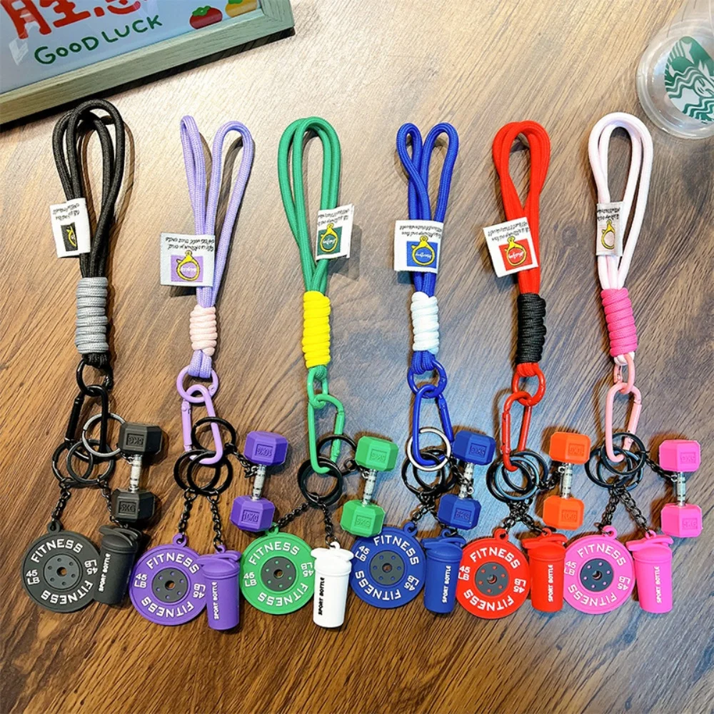 Fitness Keychain Detachable Barbell Plates Dumbbells Water Cup Pendant Keyring Sports Bag Pendants Gym Gifts for Sports Enthusia