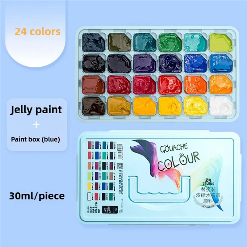 ABAE-Jelly Set di colori a guazzo 24 colori-Pinta concentrata 30ML Ricariche Confezione di ricarica a guazzo Art per principianti