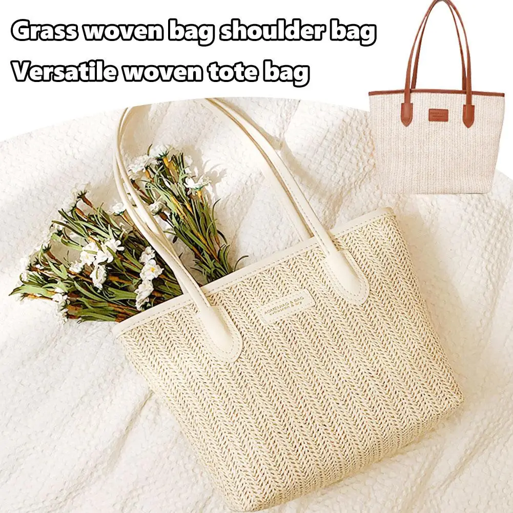 Sac en paille de grande capacité pour femme, conception de niche, sac initié, tout tressé, fourre-tout à la mode, été