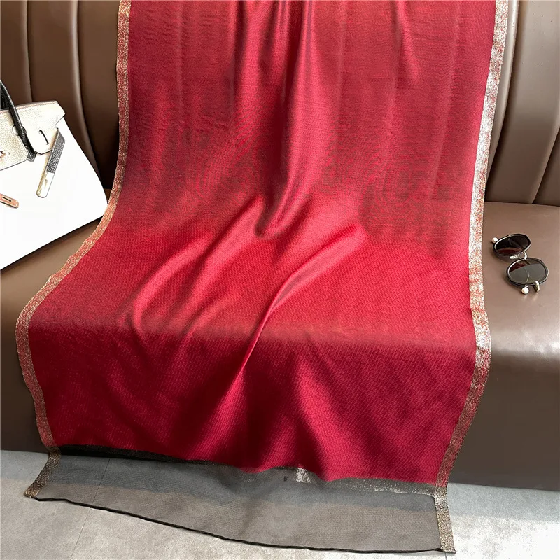 Modischer Luxus Einfarbiger Langer Seidenschal für Damen Weicher Glatter Schal Kopftuch Hijab Outdoor-Schal Langer Umhang Strandtuch – Detail 30