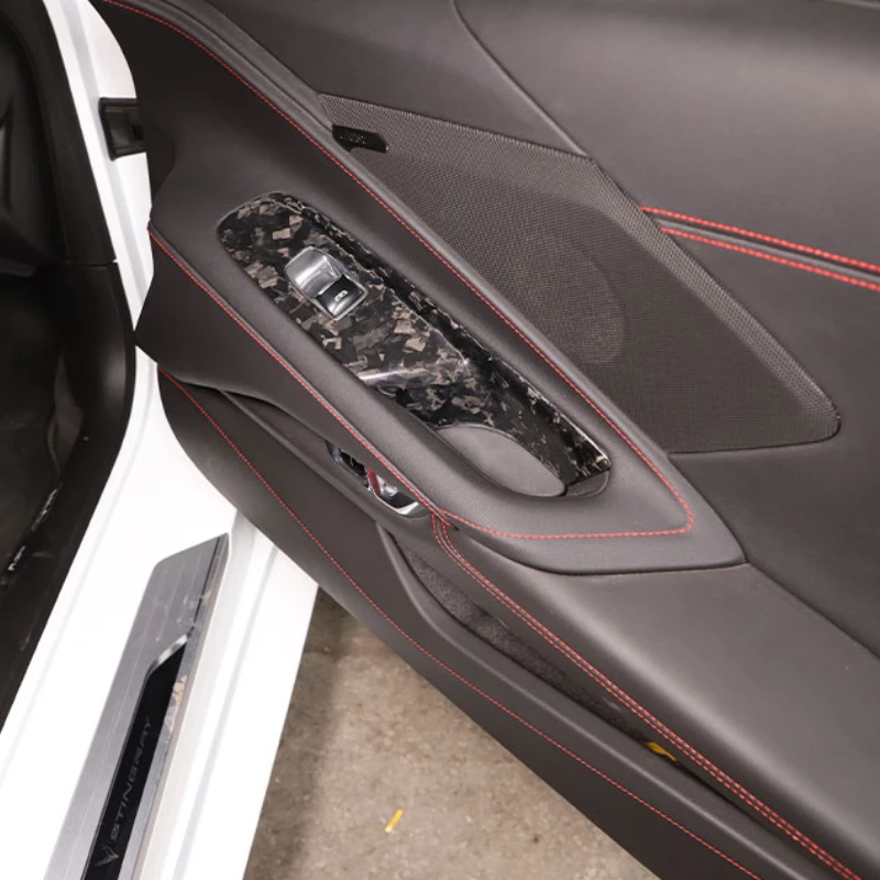 

metyoucar For Chevrolet Corvette C8 Z51 Z06 2020-2025 Real Carbon Fiber Car Glass Lift Frame Cover Trim Interior Car Accessories