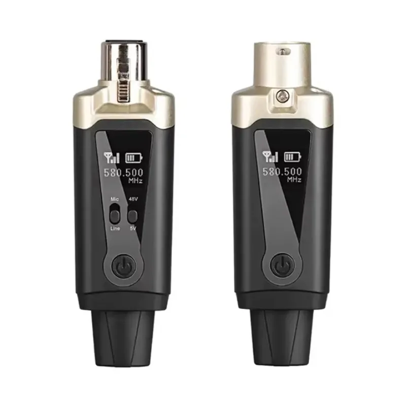 48V Phantom Power Wireless XLR Microphone System Plug-in Transmitter Receiver for Dynamic Condenser Microphones Metal Plastic