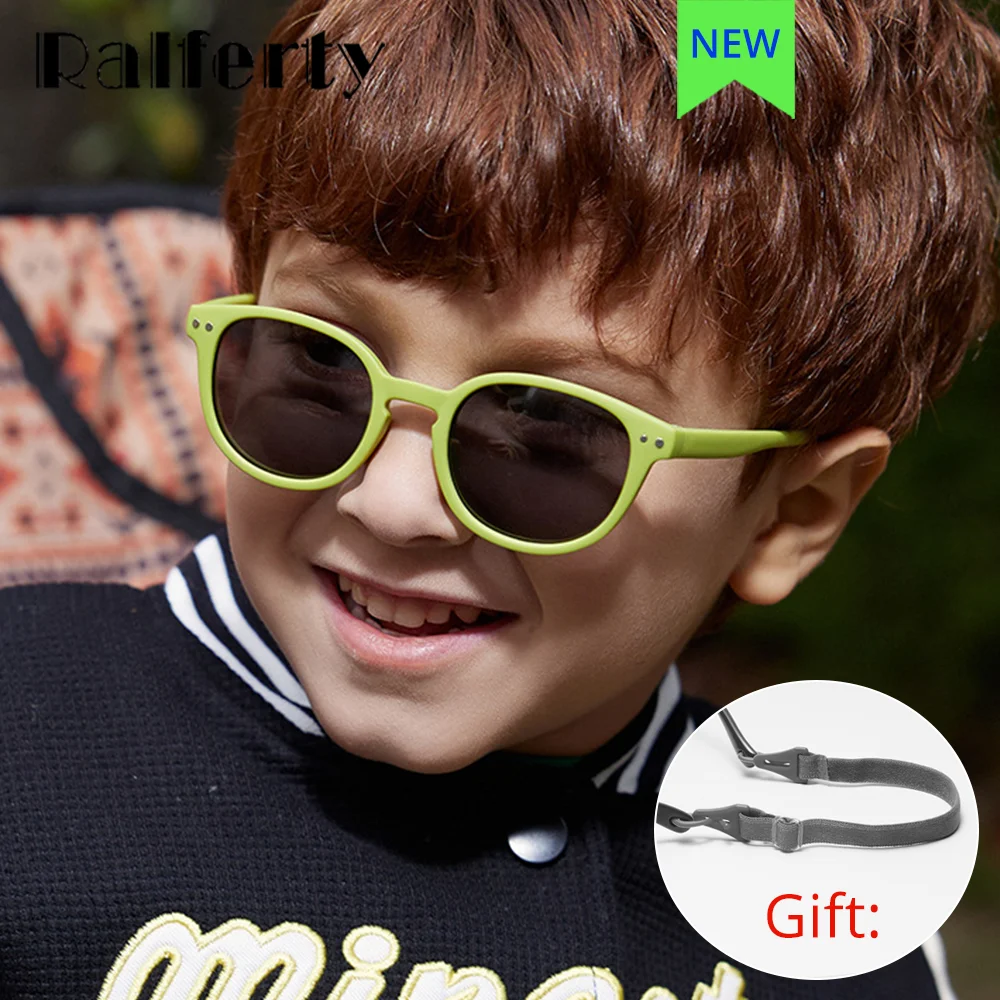 

Ralferty 0-3 Unbreakable Retro Sunglasses for Kids Child Baby Polarized Anti-glare UV400 Sun Glasses With Chain Infant Shades