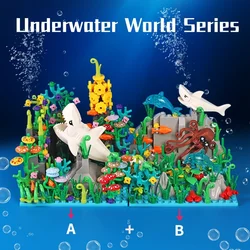 MOC Underwater World Building Blocks Creative Cute Sea Animals Shark Dolphin Blocks Set Toys City Bricks Toys for Children Gift