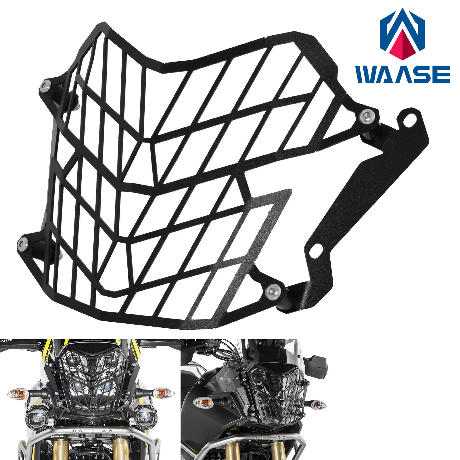 

waase Black Motorcycle Front Headlight Grille Guard Cover Protector For YAMAHA Tenere 700 XTZ700 XT 700 Z T7 2018 2019 2020 2021