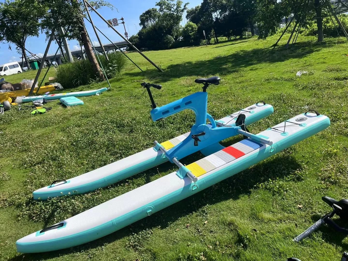 Inflatable Single Water Bike Pedal Boat Floating Bicycle For Sale