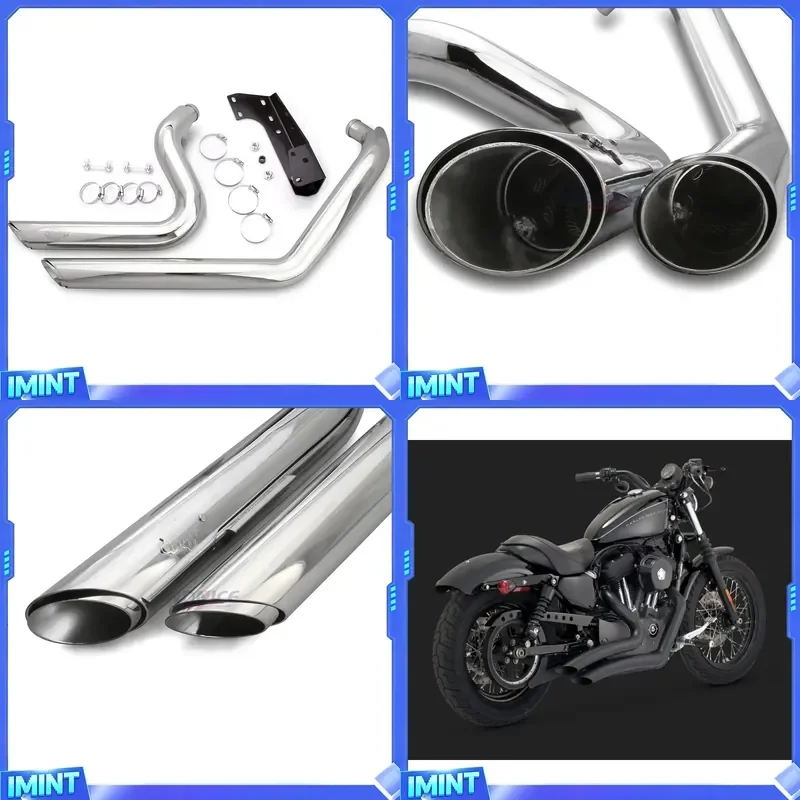 Shortshots Staggered Exhaust Pipe System for Sportster 883 1200 Iron 883 Forty-Eight XL Models 2014-2024 Chrome