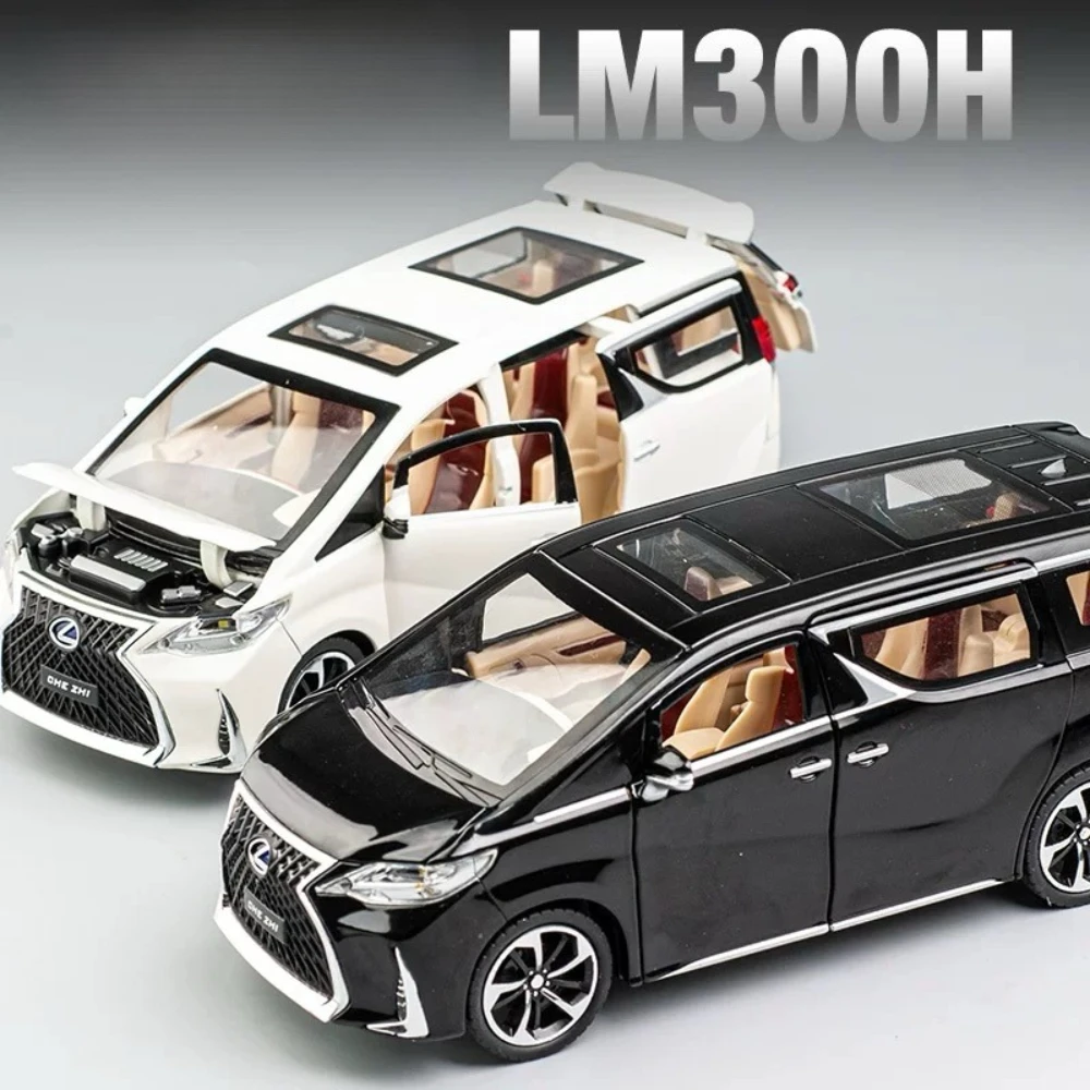 1:24 LM300H LX570 modelo de coche de juguete de aleación Diecast sonido luz tirar hacia atrás puerta abierta modelos en miniatura regalos de cumpleaños para niños