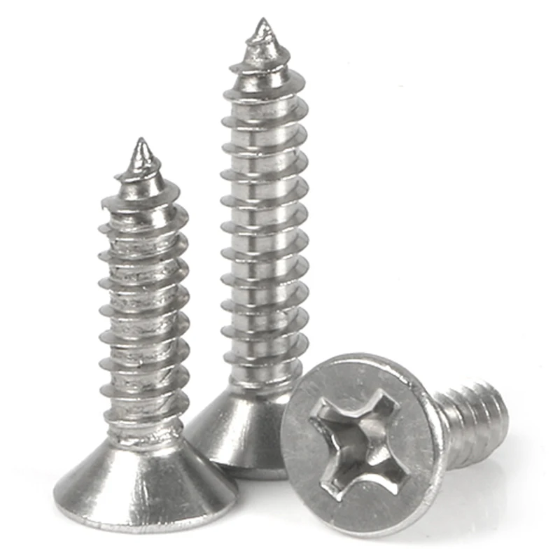 50/100/200PCS 304 Stainless Steel Cross Recessed Countersunk Flat Head Tapping Screws Wood Screw M1 M1.2 M1.7 M2 M2.2 M2.6 M3