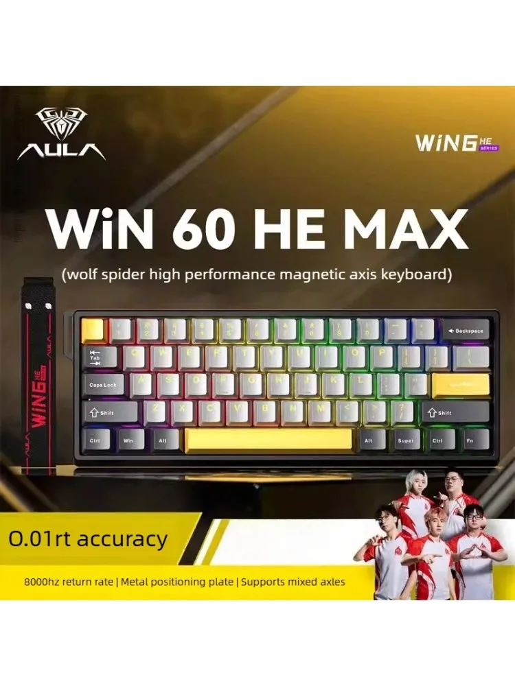 Klawiatura magnetyczna AULA Win60He RGB Hero 60He, podświetlana, 60%, ergonomiczna klawiatura komputerowa PC, USB — 2