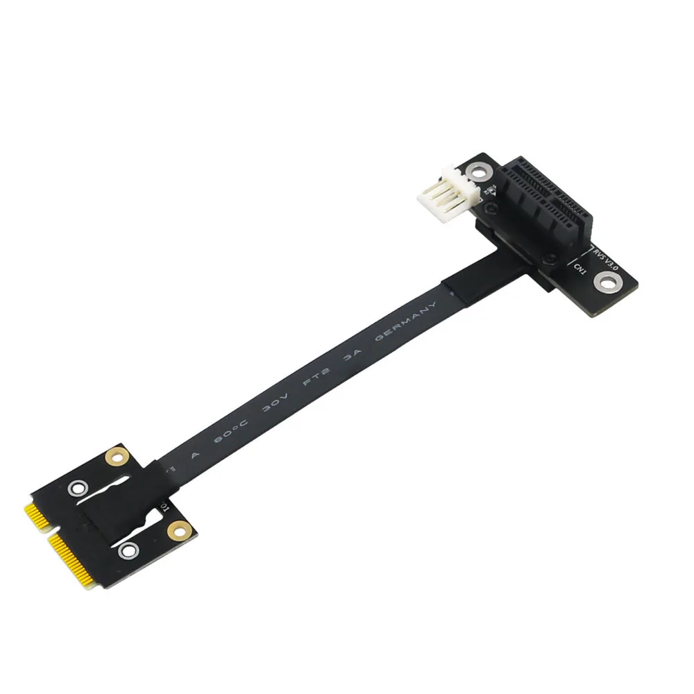 NEW Add On Cards 270 Degree Mini PCI Express to PCI-E X1 Riser 4Pin Power Connector Mini PCIe To PCI-E 1X Adapter Cable Extender