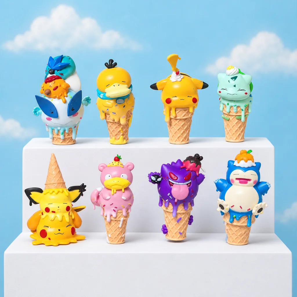 10cm PVC Pokemon Cute Ice Cream Cone Figure Multi Styles Anime Game Collection Display Decorative Showpiece Memorabilia Gift