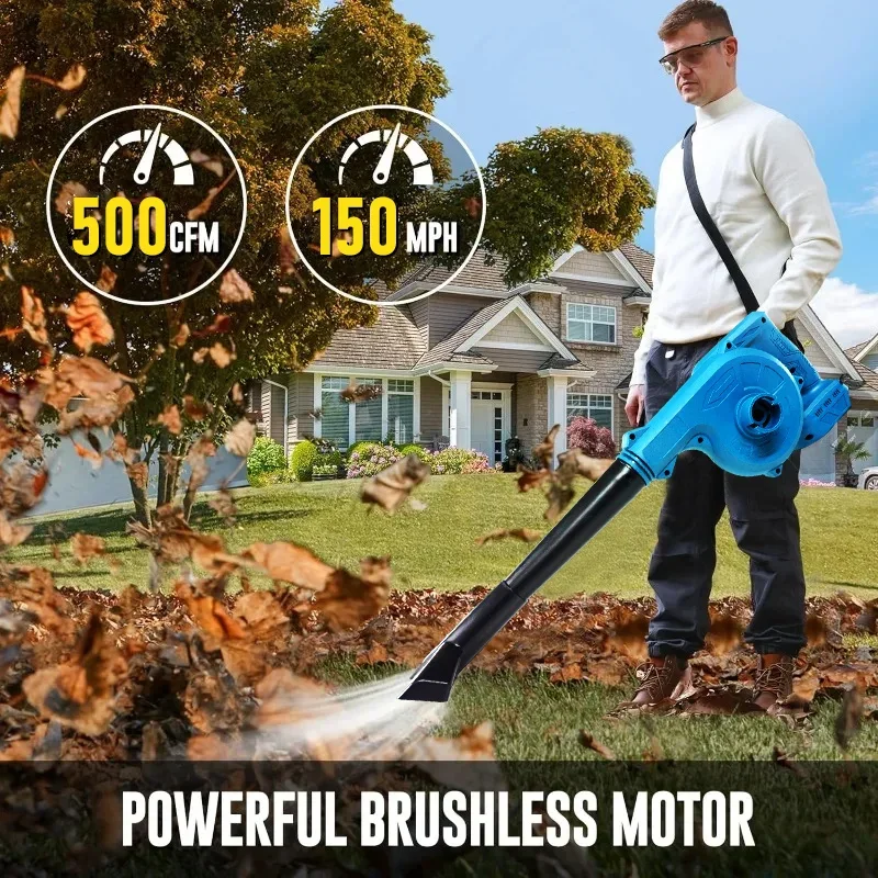 JAUHI 2 in 1 18V Cordless Electric Air Blower & Suction Leaf Computer Dust Cleaner Collector Power Tool For Makita Battery Power