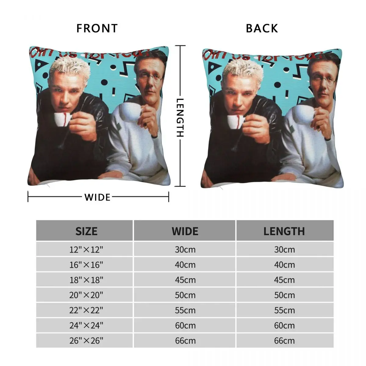 Buffy Giles Spike Tea Party Pillowcase Polyester Linen Velvet Creative Zip Decor Pillow Case Bed Cushion Cover