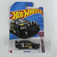 1/64 Scale Hot Wheels Car Diecast Black Ford Escort Compact Kings Toys for Boys Vehicle No.113/250 Metal Simulated Models 2025e