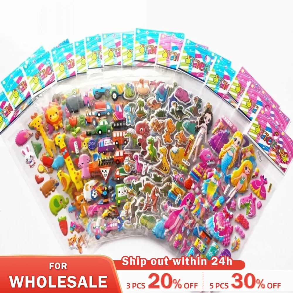 40 Mixed Packs Kids Stickers Puffy Bulk Stickers for Girl Boy Birthday Gift Scrapbooking Animals Cartoon