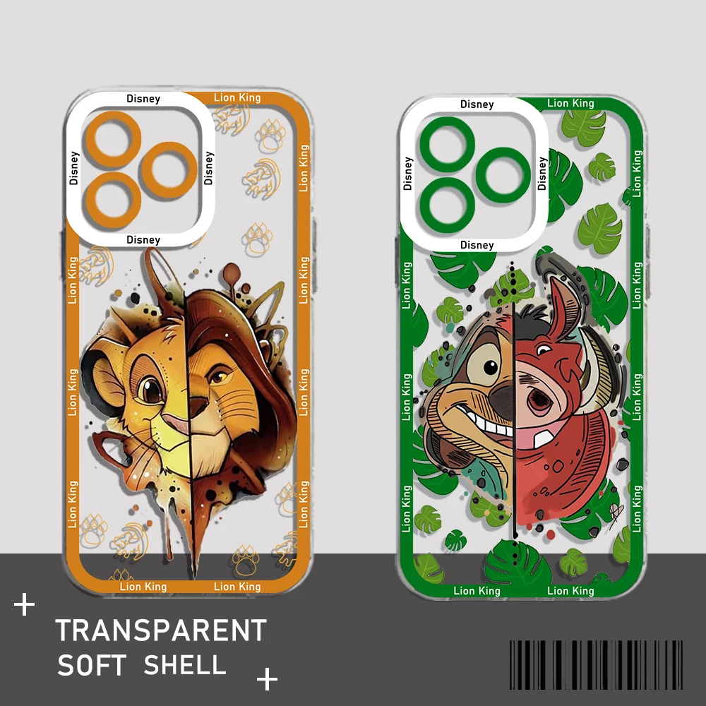 The Lion King Cute Simba custodia per telefono per Xiaomi Redmi Note 13 12 12C 11 10 10C 10s 9 9s 9A 9T 8 Pro Max 4G 5G Cover trasparente