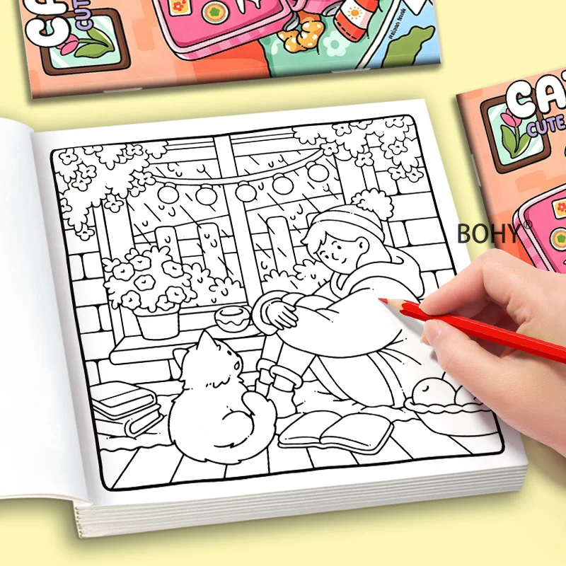 A Stress Relieving and Healing Coloring Book, 48 Pages of Heartwarming Themed Patterns for Girls and Pets, Holiday Good Gifts