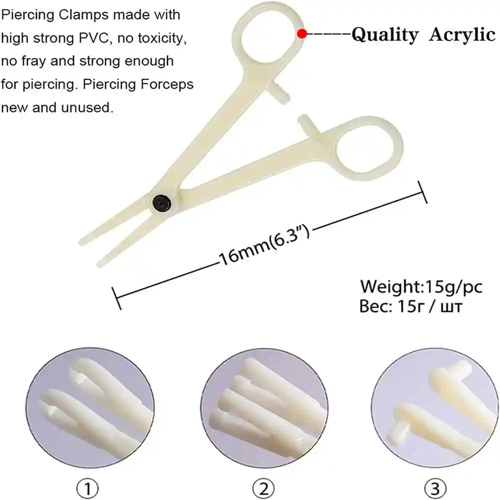 Disposable Piercing Clamp Ear Lip Navel Nose Round Open Triangle Septum Piercing Tools Forceps Plier Clamp Piercing Tools