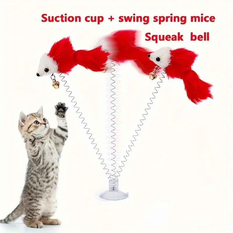 1 Pack of Random Color Suction Cup Spring Bells That Make Sounds for Mice to Chew on to Attract Cats\' Attention