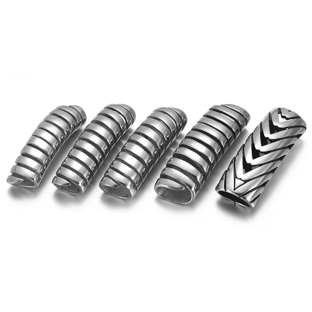 Stainless Steel Curved Flat Tube Beads Mirror Polish Hole 8*4mm Slide Charms for Bracelet Jewelry Making DIY Accessories
