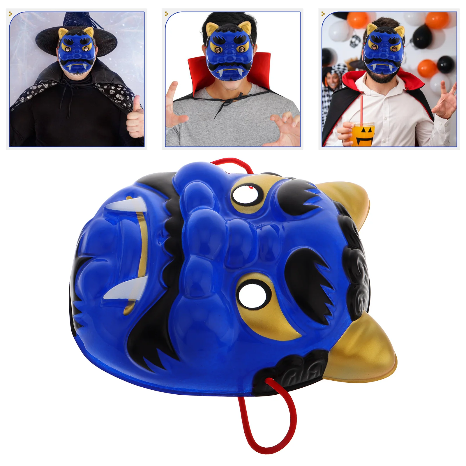 

Blue Ghost Mask Cosplay Demon Masquerade Headpiece Accessories Plastic Funny Halloween Masks Japanese Costume Man
