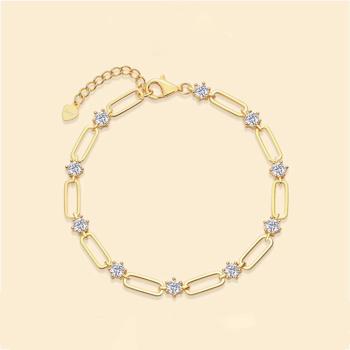 

Высокое качество с покрытием из 18-каратного золота S925, серебряный круглый муассанит с квадратной пряжкой и бриллиантами, браслет 3,0 карата для женщин, подарок