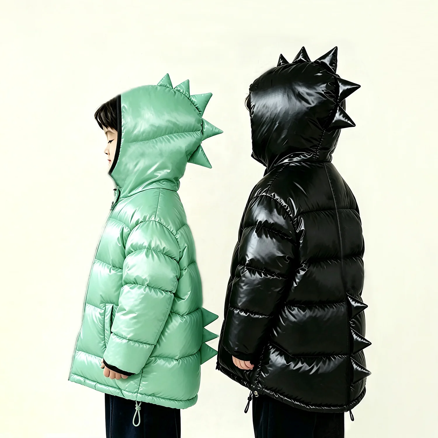 Winter-Herbst Kinder Dinosaurier Parka Baumwolle Daunenjacke Verdickte Warme Schneefahne für Kleinkinder Mädchen Jungen Parkas Oberbekleidung