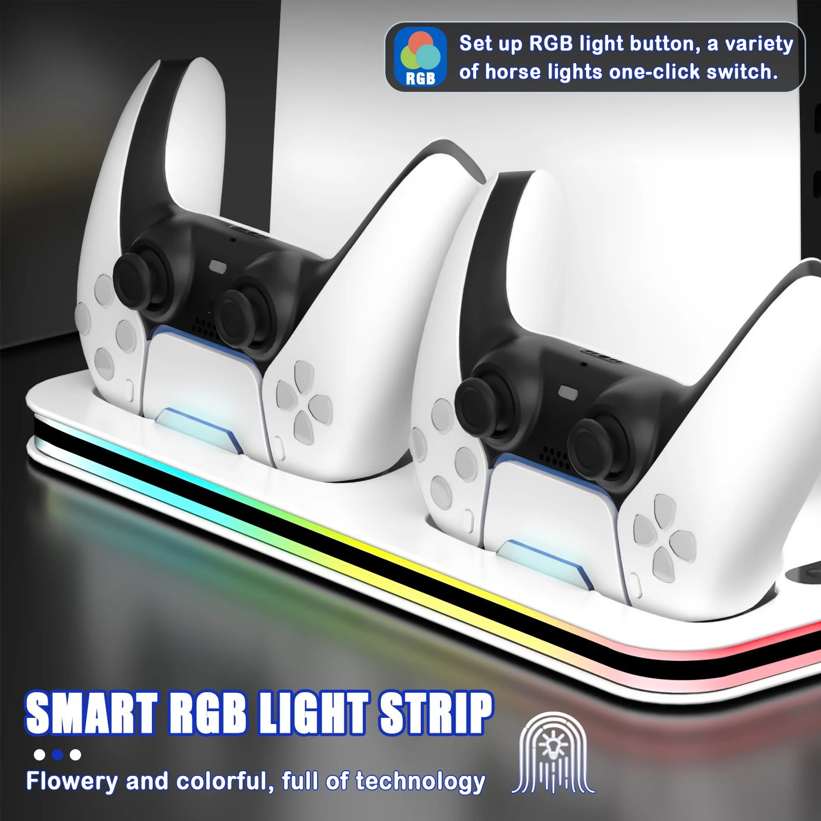 Подставка для Ps5/ps5 Slim/ps5 Pro с охлаждающей подставкой для хранения игровых дисков и зарядной станцией контроллера для Ps5 Вертикальная подставка-холодильник