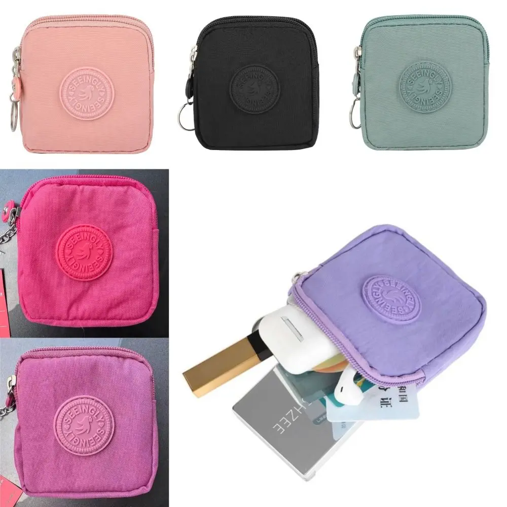 Porta-moedas de lona impermeável com chaveiro, titular do cartão de crédito, carteira masculina e feminina, saco de dinheiro resistente ao desgaste, novo, 2024