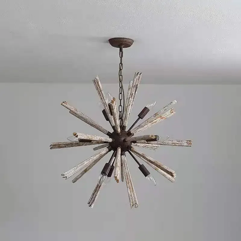 

American countryside vintage wood art hedgehog pendant light living room bedroom personalized lighting fixtures