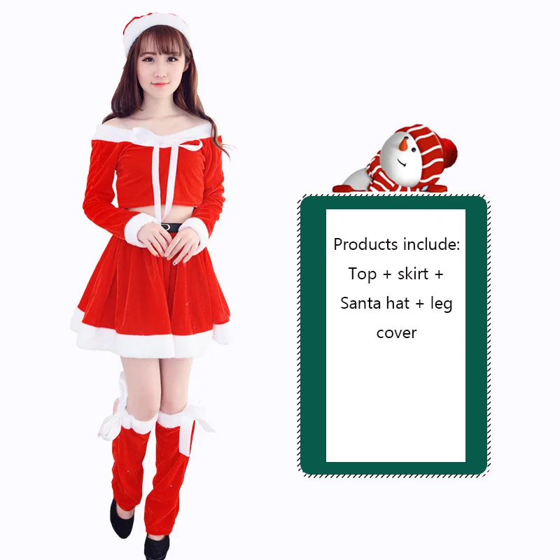 Sweet Girl Christmas Dress Festivals Masquerade Party Cosplay Santa Lady Suit Sexy Maid Dress Pink Canary Velvet Bunny Uniform