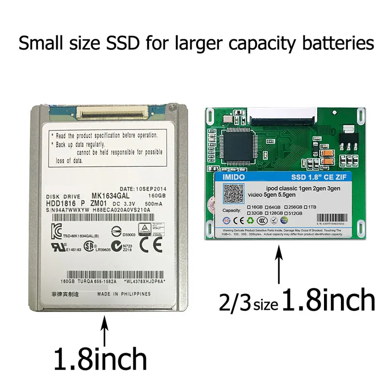 Ipod clássico SSD de 128GB, compatível com vídeo Gen5, 6th e 7th