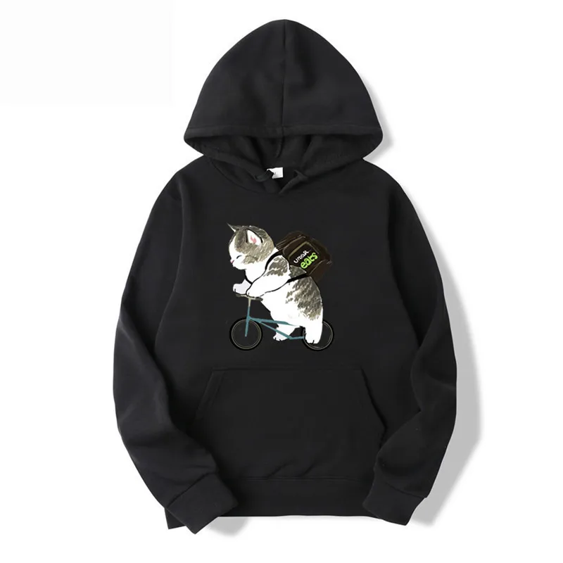 Men Women Hoodies Fashion Cartoon Cat Pattern Printed Graphic Sweatshirts Loose Casual Harajuku Hooded Pullover Sportwear