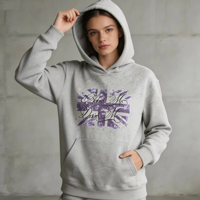 European American Street Fashion Men's Women's Autumn Winter New Personality Letter Print Loose Exercise Casual Hood Hooded Top