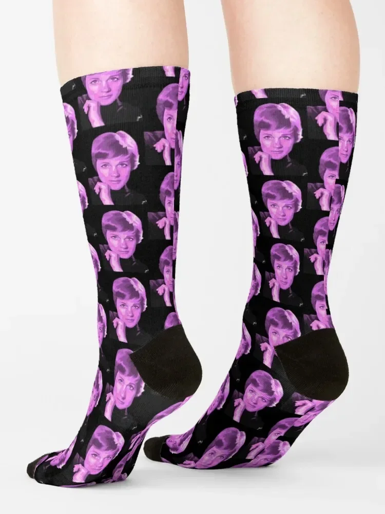 Julie Andrews Painting (version 2/3: black background) Socks hiphop basketball cycling gift Socks Women's Men's