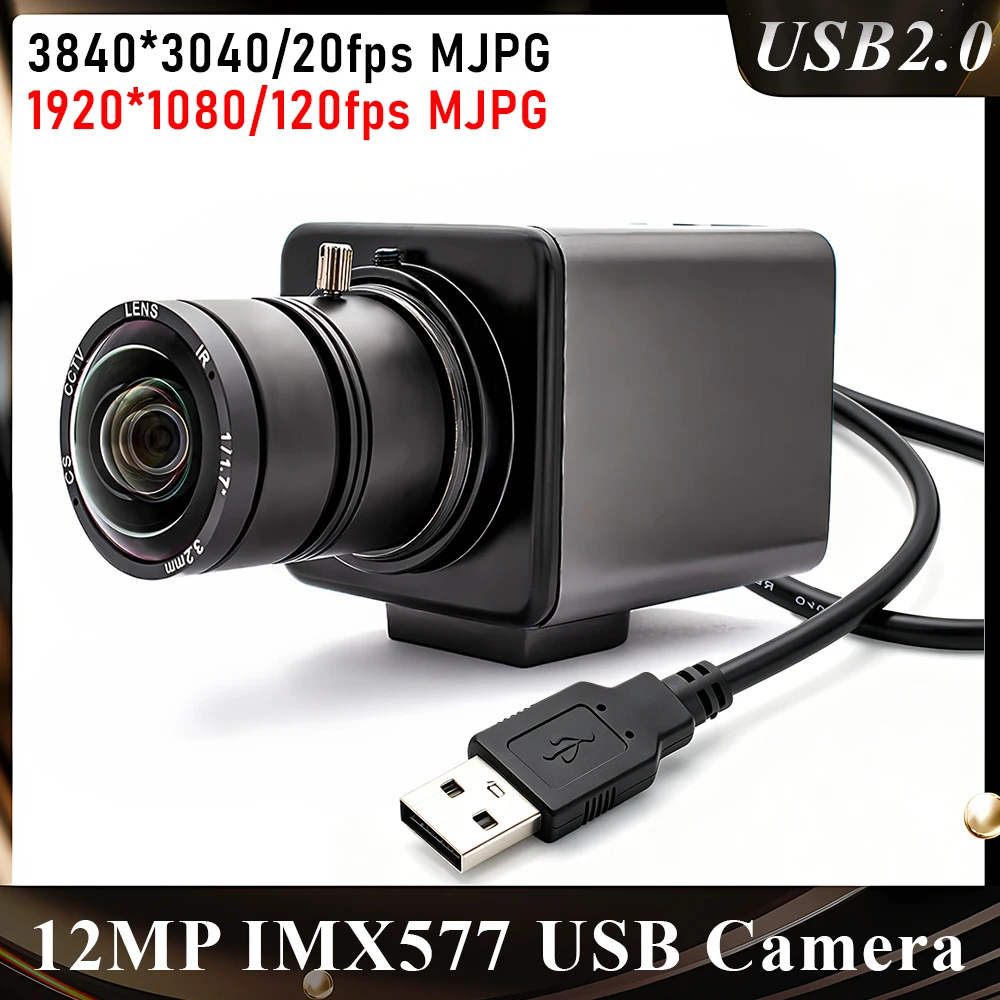 12MP USB Camera 1080P 120FPS High Speed USB Camera With 10X Zoom CS Lens Industrial Metal Housing Plug Play For Machine Visio