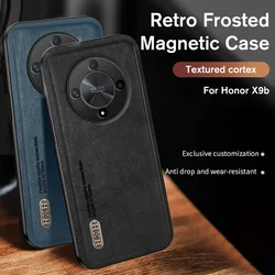 Retro Matte Leather Texture Case For Honor Magic6 Lite Car Magnetic Camera Shockproof Cover On Magic 6 Light 6Lite Magic6Lite 5G