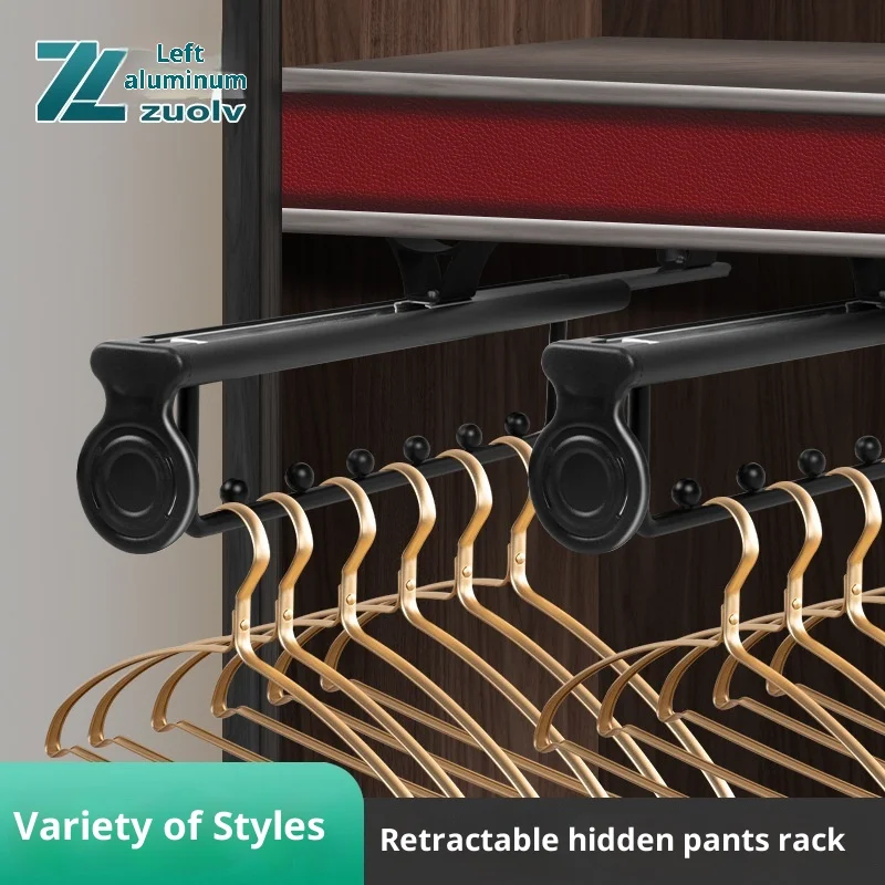 

Pull Out Pant Hanger Organizer, Extendable Trouser Rack with Sliding Rails, Multifunctional Closet Storage for Hanging Clothes