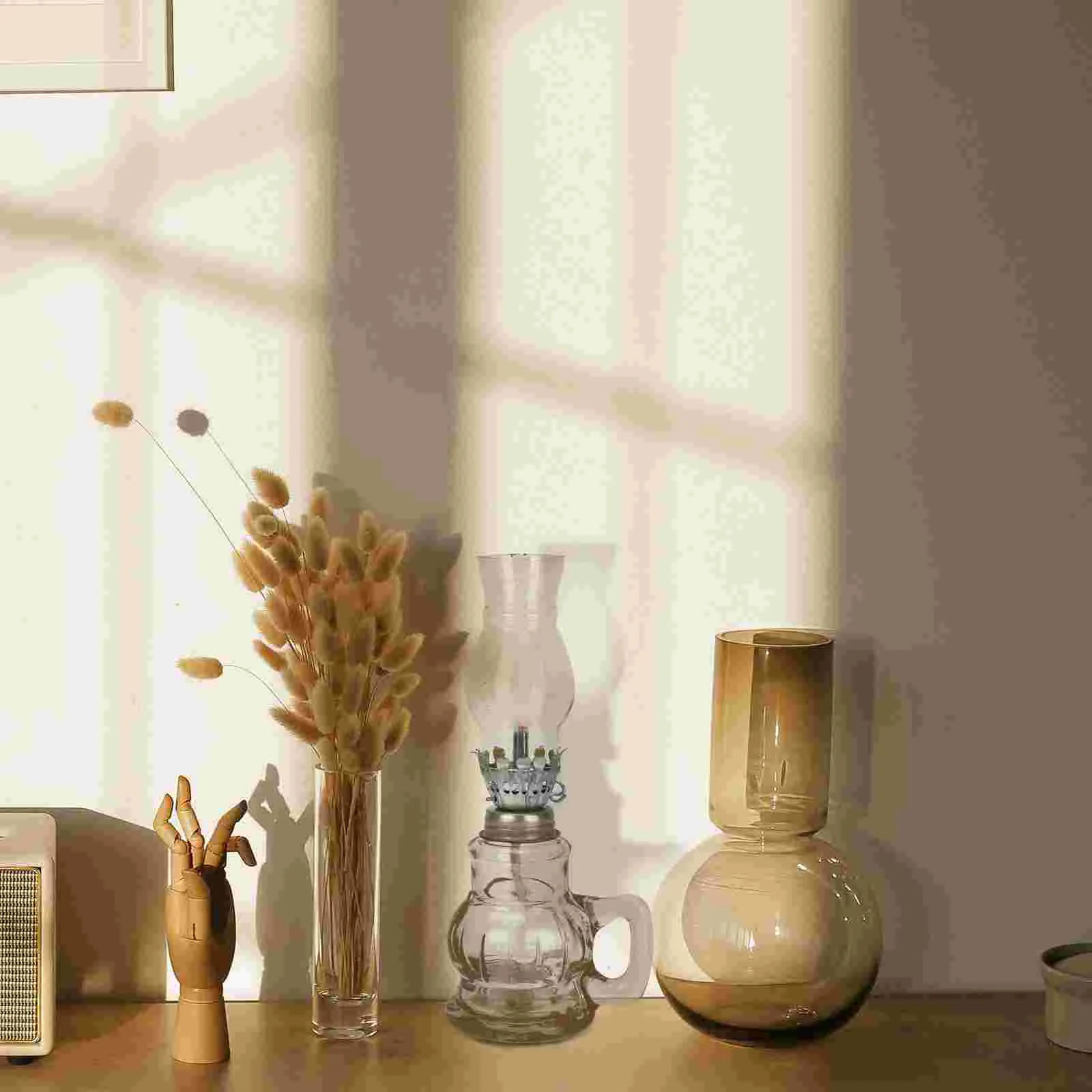 Kerosene Lamp Lighting Tool Glass Oil Retro Decor Lantern Cover Desktop