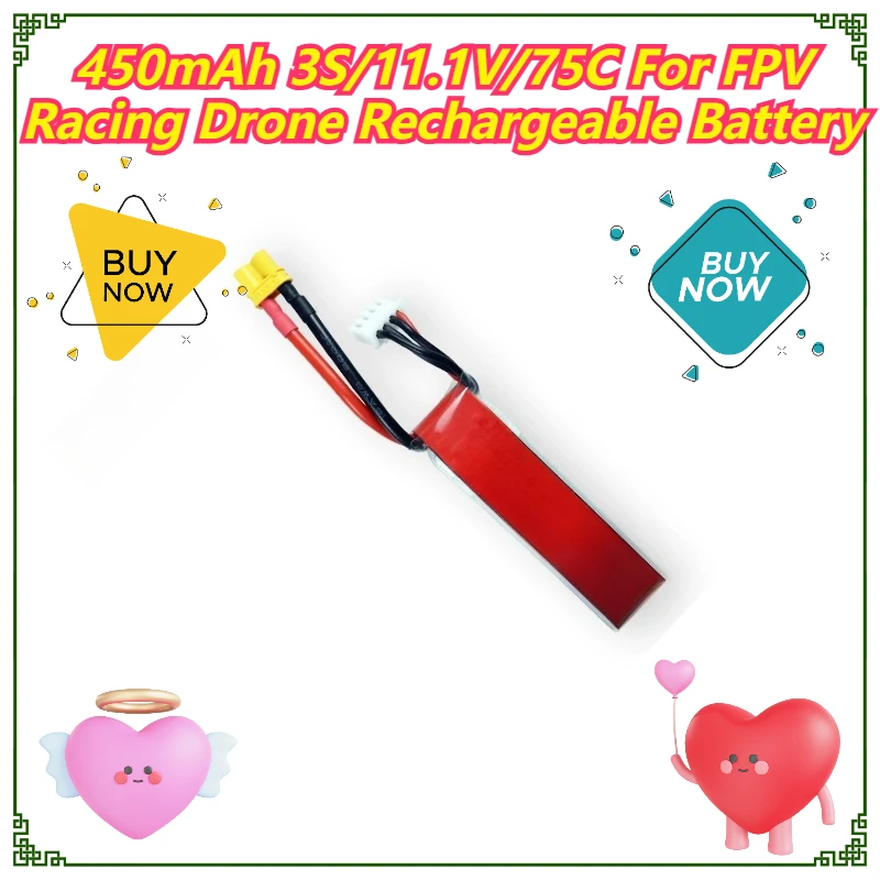 

450mAh 3S/11.1V/75C For FPV Racing Drone Rechargeable Battery